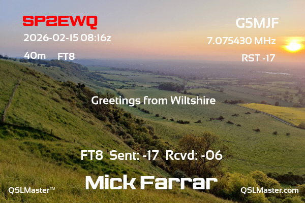 QSL Master Card for G5MJF QSO with SP2EWQ