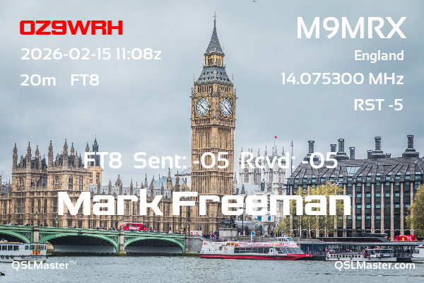 QSL Master Card for M9MRX QSO with OZ9WRH