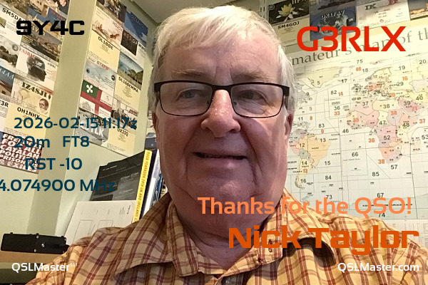 QSL Master Card for G3RLX QSO with 9Y4C