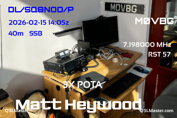 QSL Master Card for M0VBG QSO with DL/SQ8NOD/P