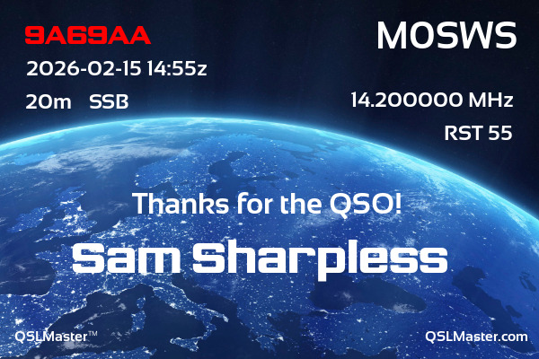 QSL Master Card for M0SWS QSO with 9A69AA
