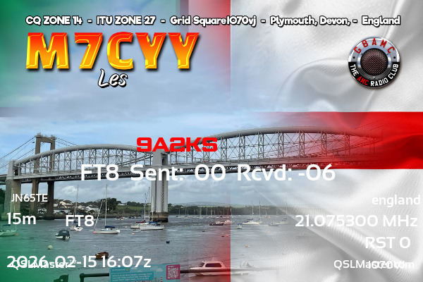 QSL Master Card for M7CYY QSO with 9A2KS