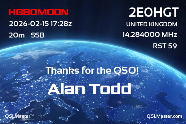 QSL Master Card for 2E0HGT QSO with HG80MOON