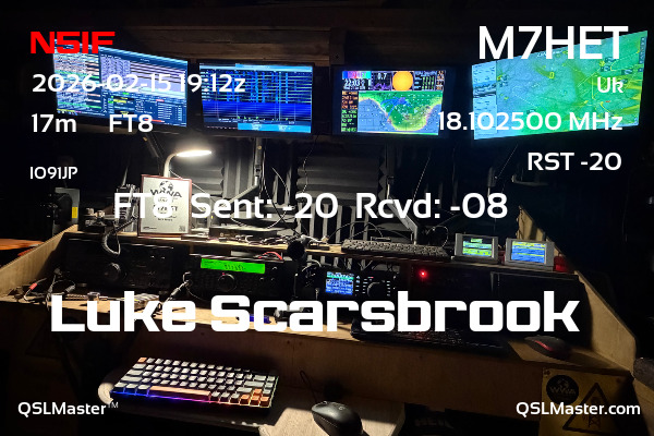 QSL Master Card for M7HET QSO with N5IF