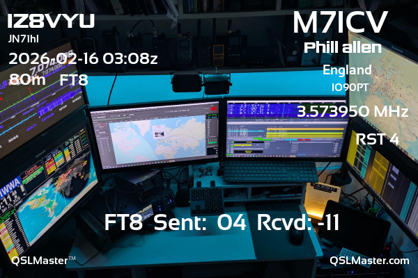 QSL Master Card for M7ICV QSO with IZ8VYU