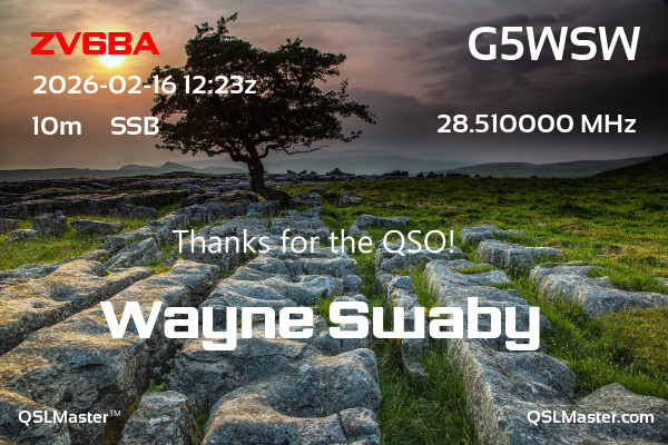 QSL Master Card for G5WSW QSO with ZV6BA