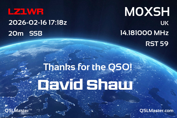 QSL Master Card for M0XSH QSO with LZ1WR