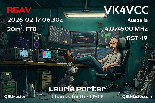 QSL Master Card for VK4VCC QSO with R5AV