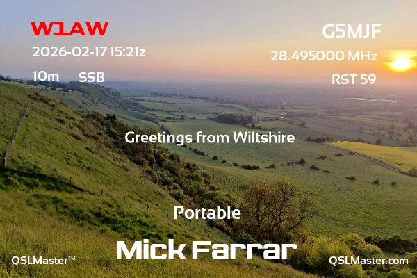 QSL Master Card for G5MJF QSO with W1AW