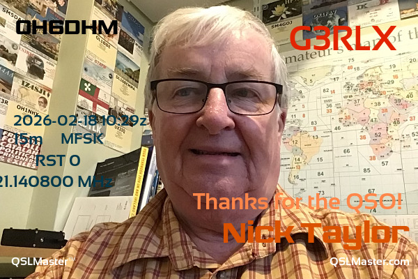 QSL Master Card for G3RLX QSO with OH6DHM