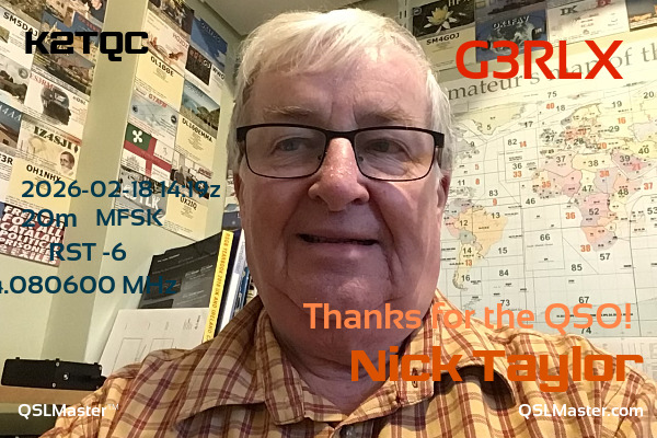QSL Master Card for G3RLX QSO with K2TQC