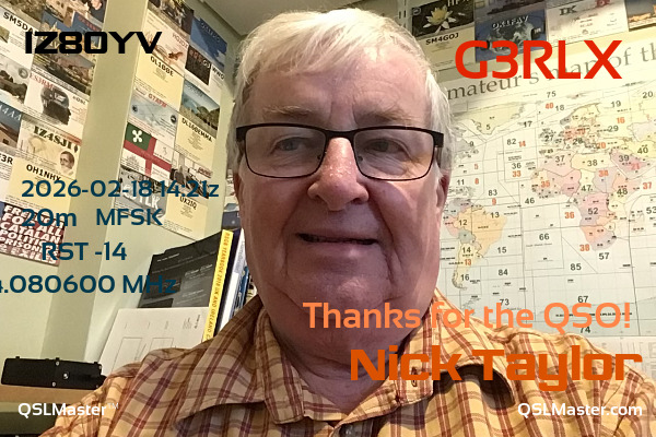QSL Master Card for G3RLX QSO with IZ8OYV