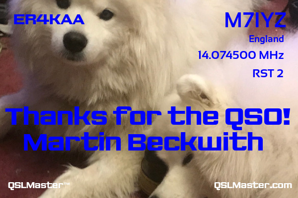 QSL Master Card for M7IYZ QSO with ER4KAA