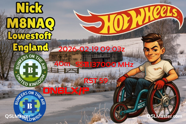 QSL Master Card for M8NAQ QSO with ON6LX/P