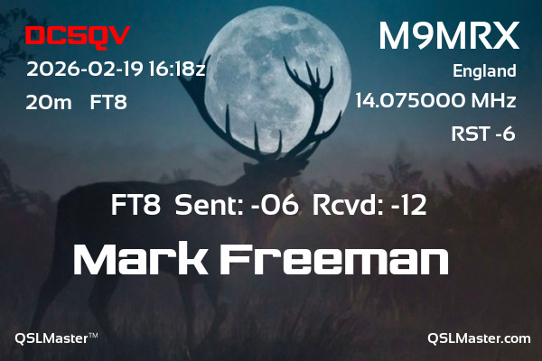 QSL Master Card for M9MRX QSO with DC5QV