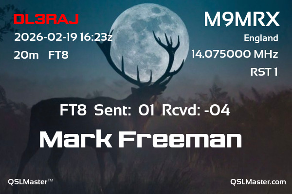 QSL Master Card for M9MRX QSO with DL3RAJ