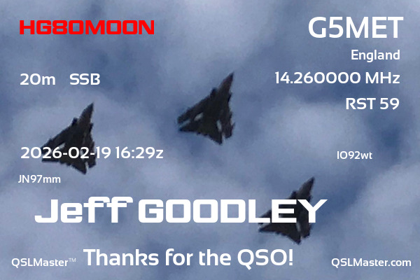 QSL Master Card for G5MET QSO with HG80MOON