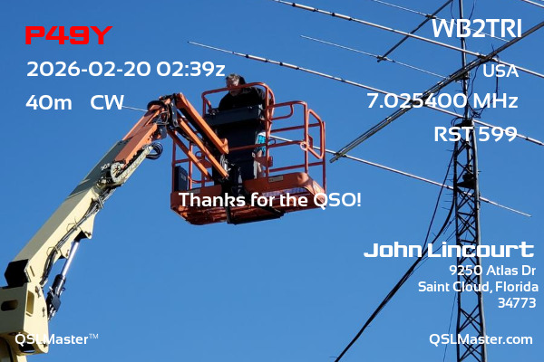 QSL Master Card for WB2TRI QSO with P49Y