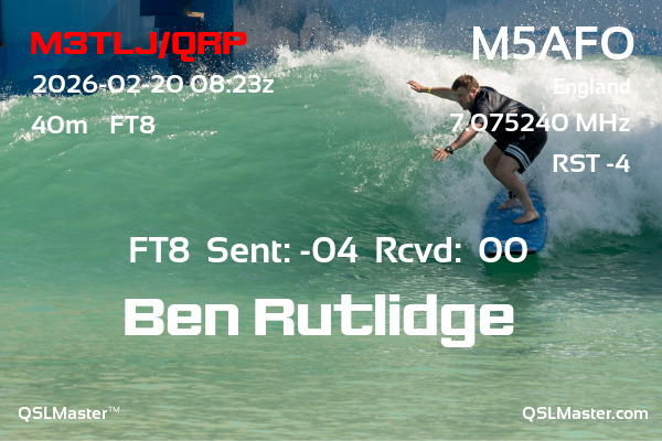 QSL Master Card for M5AFO QSO with M3TLJ/QRP