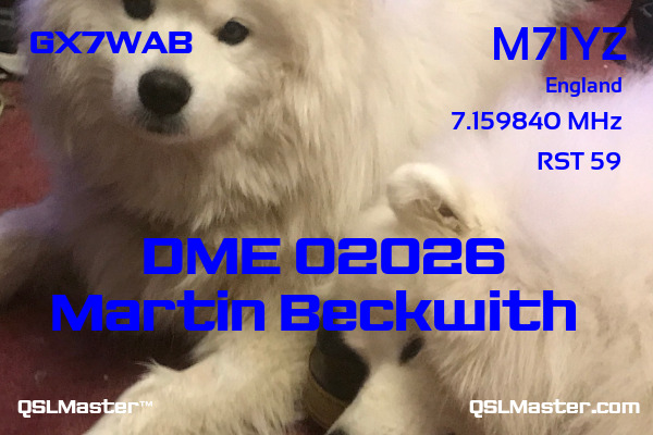 QSL Master Card for M7IYZ QSO with GX7WAB