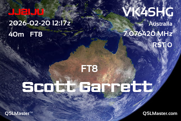 QSL Master Card for VK4SHG QSO with JJ2IJU