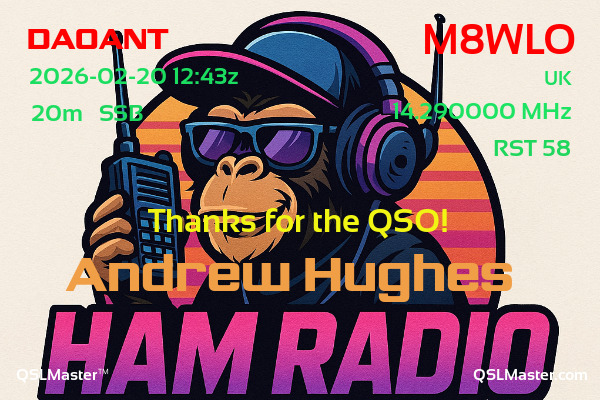 QSL Master Card for M8WLO QSO with DA0ANT