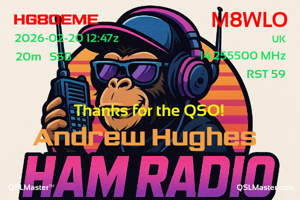 QSL Master Card for M8WLO QSO with HG80EME