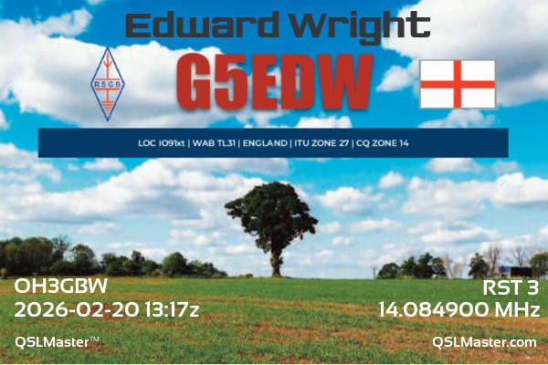 QSL Master Card for G5EDW QSO with OH3GBW