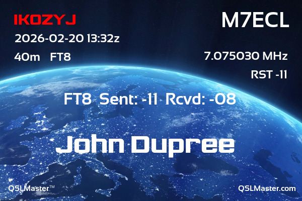 QSL Master Card for M7ECL QSO with IK0ZYJ