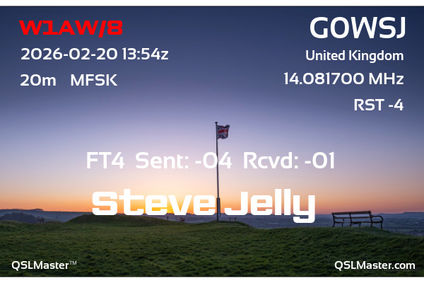 QSL Master Card for G0WSJ QSO with W1AW/8