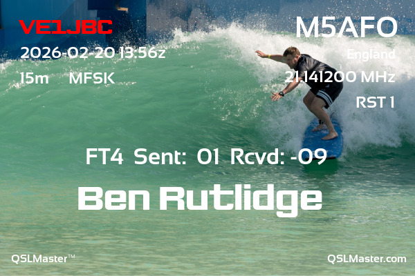 QSL Master Card for M5AFO QSO with VE1JBC
