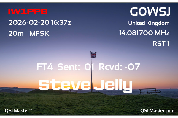 QSL Master Card for G0WSJ QSO with IW1PPB
