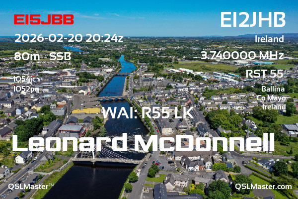 QSL Master Card for EI2JHB QSO with EI5JBB