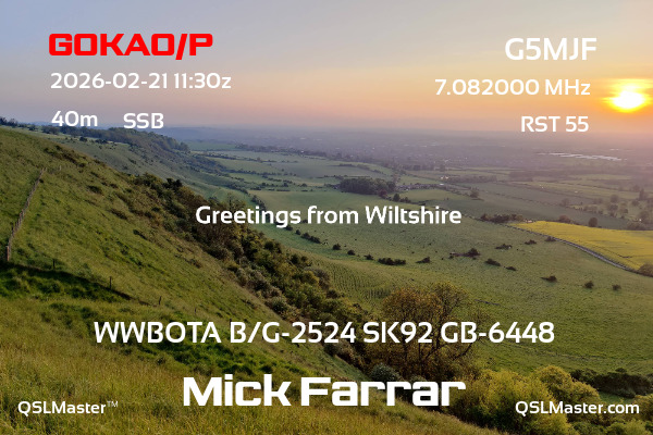 QSL Master Card for G5MJF QSO with G0KAO/P