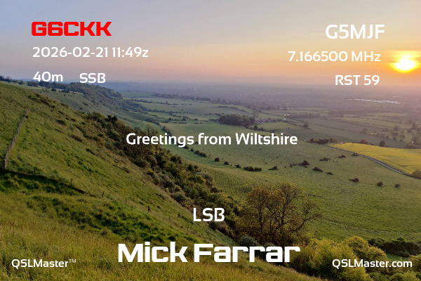 QSL Master Card for G5MJF QSO with G6CKK