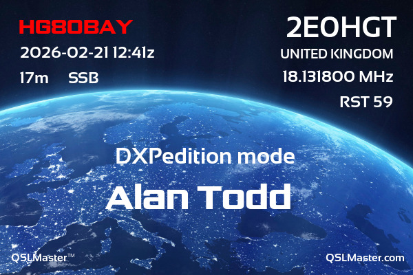 QSL Master Card for 2E0HGT QSO with HG80BAY