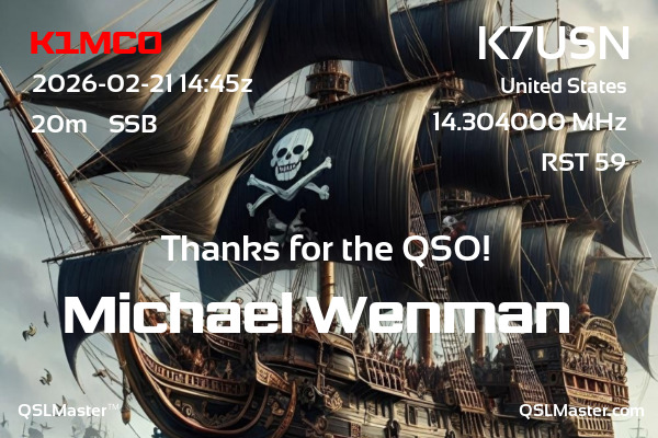 QSL Master Card for K7USN QSO with K1MCO