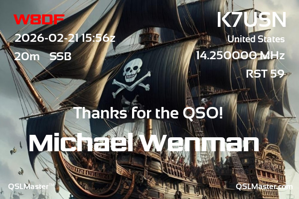 QSL Master Card for K7USN QSO with W8DF