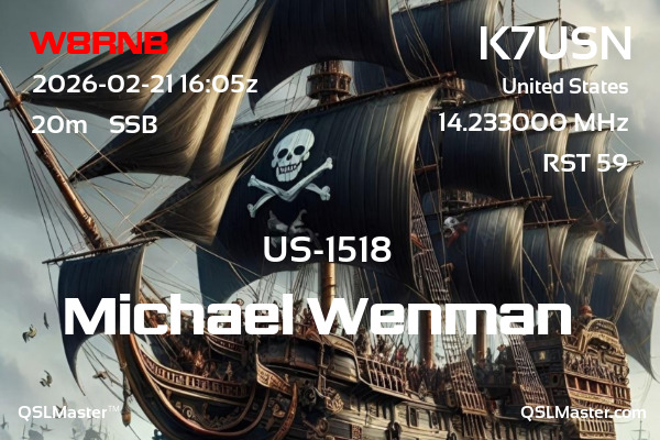 QSL Master Card for K7USN QSO with W8RNB