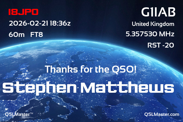 QSL Master Card for G1IAB QSO with I8JPO