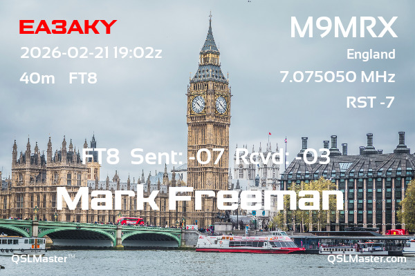 QSL Master Card for M9MRX QSO with EA3AKY