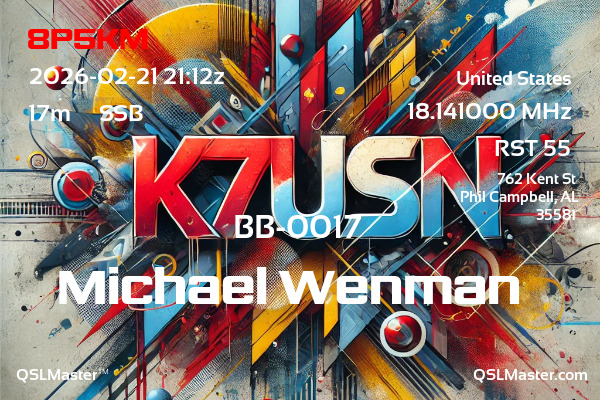 QSL Master Card for K7USN QSO with 8P5KM