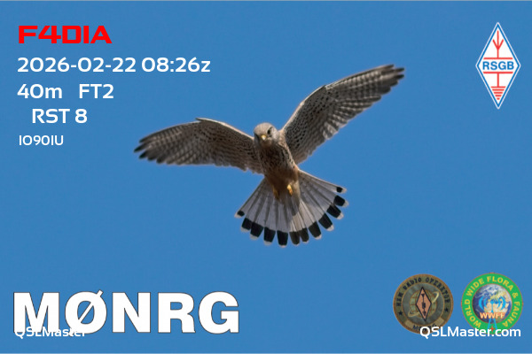QSL Master Card for M0NRG QSO with F4DIA