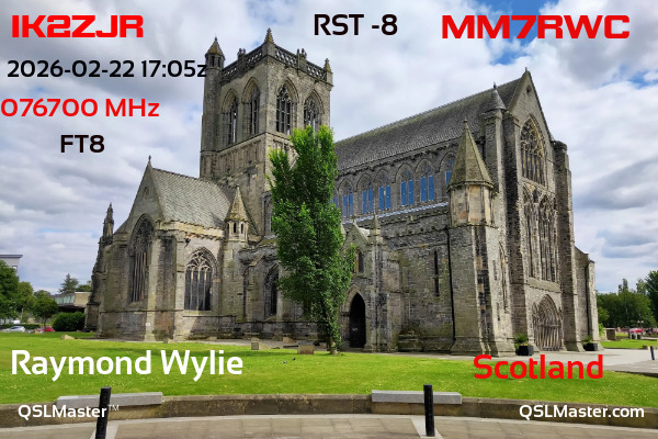 QSL Master Card for MM7RWC QSO with IK2ZJR