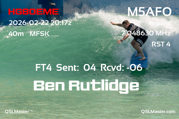 QSL Master Card for M5AFO QSO with HG80EME