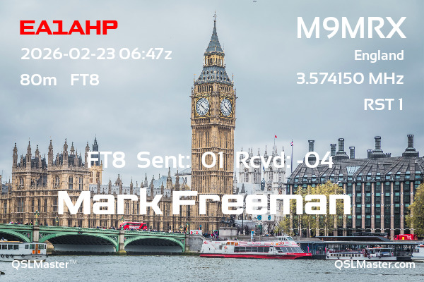 QSL Master Card for M9MRX QSO with EA1AHP