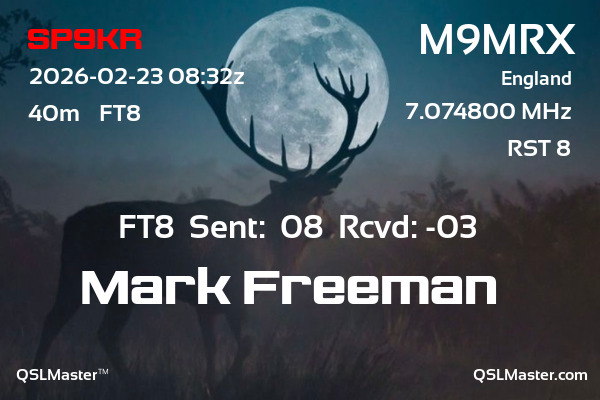 QSL Master Card for M9MRX QSO with SP9KR