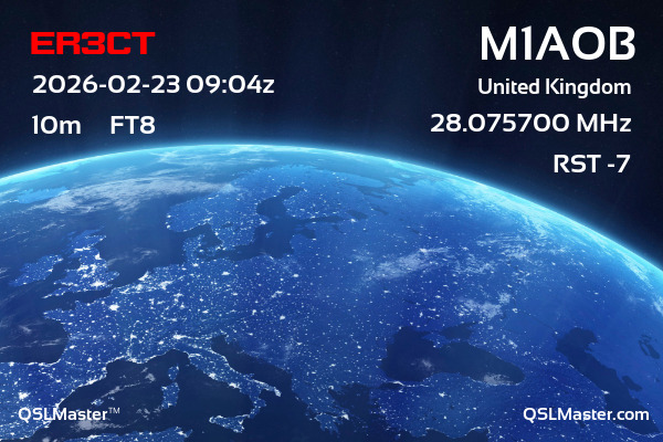 QSL Master Card for M1AOB QSO with ER3CT