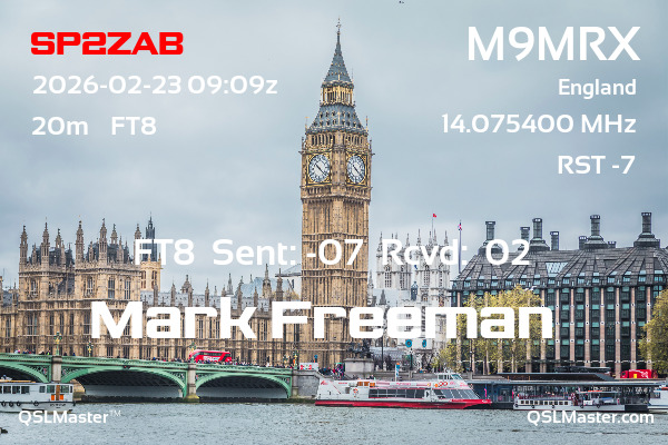 QSL Master Card for M9MRX QSO with SP2ZAB