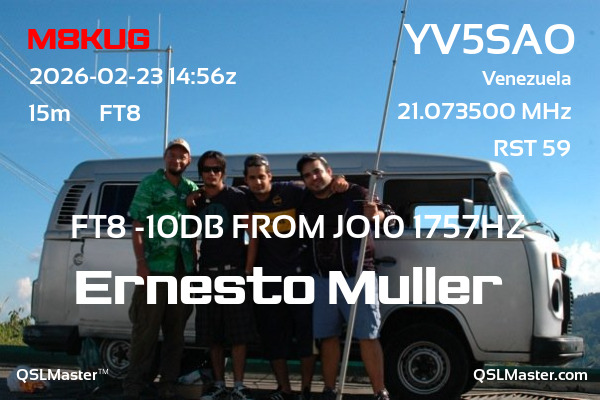 QSL Master Card for YV5SAO QSO with M8KUG